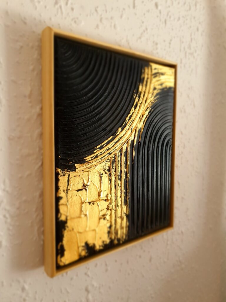 textured art black with gold details