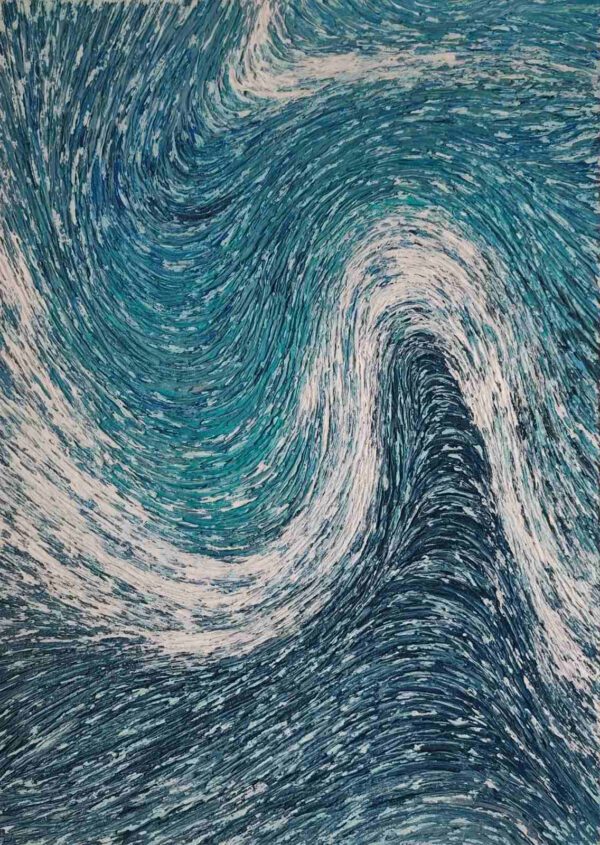 The Azure Embrace, original textured art by Mirjana Fat