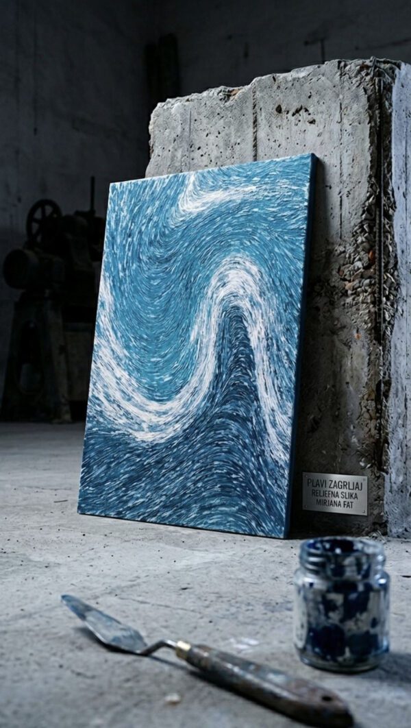 The Azure Embrace, original textured art by Mirjana Fat